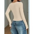 thumbnail image 4 of Womens Long Sleeve Shirts Crop Tops Square Neck Going Out Basics Tees Y2K Winter Clothes 2025  XL, 4 of 5