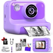 2.4" Instant Print Camera for Kids, 1080P HD Instant Kids Camera 32G Card & Photo Paper for Girls Boys Age 6-12 Birthday Gifts - Purple