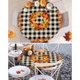 thumbnail image 6 of Round Fitted Tablecloths with Elastic Edge Fall Maple Leaf Thanksgiving Orange Pumpkin Waterproof Wipeable Table Cover for Kitchen Dining Party Decor Retro Black Plaid Table Clothes,45" - 54", 6 of 6