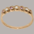 thumbnail image 3 of LBG British Made 14k Rose Gold Cubic Zirconia & Real Natural Pink Tourmaline Womens Eternity Ring - 33 size options - Size 8, 3 of 9