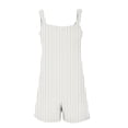 thumbnail image 4 of Lenpel Rompers for Women Summer Adjustable Knot Strap Scoop Neck Striped Sleeveless Jumpsuits Loose Overall Shorts with Pockets, 4 of 5