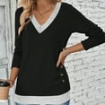 thumbnail image 5 of Lightweight Sweaters for Women Long Sleeve Dressy V Neck Knit Tunic Tops with Decorative Buttons, 5 of 6