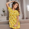 thumbnail image 3 of Honeii Cool Duck With Yellow Strip Print Women's Loose Short Sleeve Nightgown, Soft Cotton Sleepwear, Comfy Loose Fit Pajama Dress for Sleep and Lounge, 3 of 6