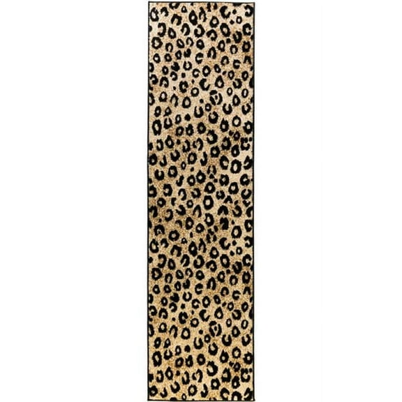 2 ft. x 7 ft. 3 in. Dulcet Leopard Runner Area Rug - Black