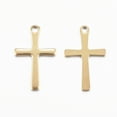 thumbnail image 2 of 100 pc Ion Plating(IP) 304 Stainless Steel Charms Cross Pendants Golden 15.5x9.5x0.8mm Hole: 1mm, 2 of 3