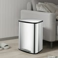 thumbnail image 6 of 13.2 Gallon/50L Step Trash Can, Stainless Steel Garbage Can with Removable Inner Bucket, Kitchen Trash Bin with Soft-Close Lid, Hands-Free Rubbish Bins for Office, Bathroom, Bedroom, Silver, 6 of 8