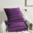 thumbnail image 2 of Cheer Collection Decorative Faux Fur Throw Pillows 26" x 26", Set of 2 - Purple, 2 of 5