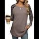 thumbnail image 2 of Blusas Tipo Túnica A Rayas para Mujer, Camisas Casuales de Larga, Jersey de Cuello Redondo. Color Café M, 2 of 9