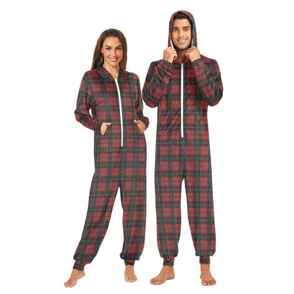 joogoo Checkered Artistic Unisex Adults Onesies Pajamas Jumpsuits L