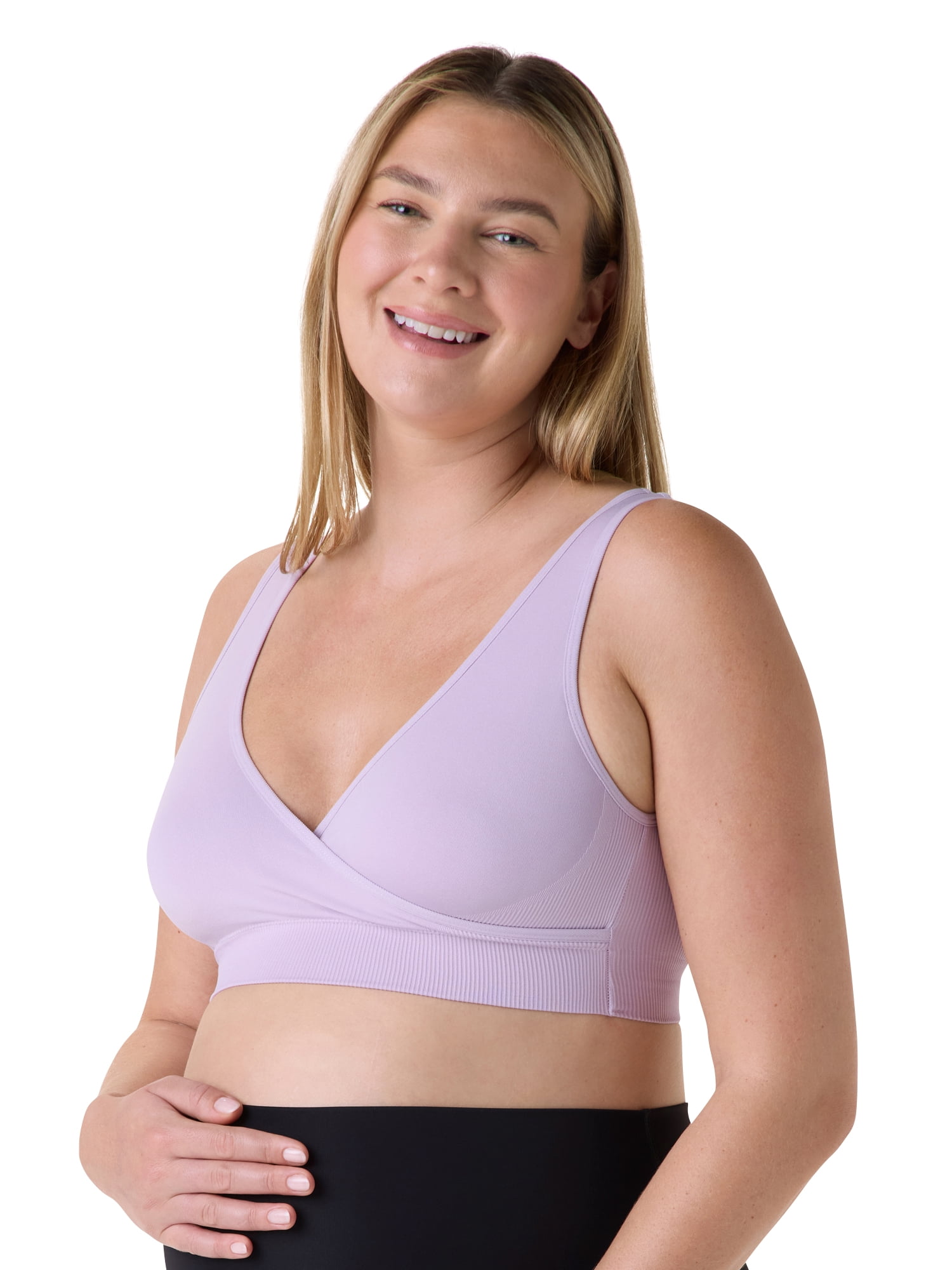 Ingrid & Isabel For Every Belly Women's Maternity & Nursing Seamless Crossover Bra, 2-Pack, SizesXS-4XL