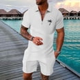 thumbnail image 3 of Short Sets for Men Short Sleeve Quarter Zip Polo Shirt and Bermuda Shorts 2 Piece Matching Set Beach Outfit Set, 3 of 6