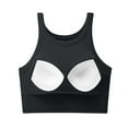 thumbnail image 2 of Womens Cropped Tank Tops with Built in Bra Racerback Workout Summer Scoop Neck Sleeveless Casual Yoga Crop Tees (Medium, Black), 2 of 4