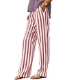 thumbnail image 5 of Mifsaly Striped Linen Pants Women High Waisted Wide Leg Summer Pant Lightweight Loose Fit Casual Beach Vacation Outfits with Pockets 2026 Pink,XL, 5 of 8
