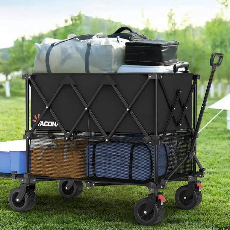 Yacona Double-Layer Collapsible Wagon, 400L Extra Large Shopping