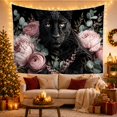 thumbnail image 3 of Black Panther with Lush Pink Peonies Against Deep Black Moody Botanical Illustration for Animal Lovers, Nature Wall Art, Housewarming Gift Tapestry Wall Hanging for Bedroom and Living Room, 3 of 7