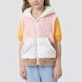 thumbnail image 4 of DxhmoneyHX Girls Jacket Soft Comfy Warm Fleece Vest Fall Winter Fashion Color Block Sleeveless Coat Full Zip up Hoodie with&nbsp;Pockets Size 140, 4 of 5