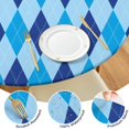 thumbnail image 4 of Light Blue and Dark Blue Argyle Pattern Round Fitted Tablecloth with Elastic Edge,Dining Table Cover Waterproof,Outdoor Round Tablecloth for Camping,Dining,Indoor and Outdoor, 4 of 7