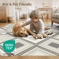 thumbnail image 4 of ODIKA Dining Geometric Table Grid Outlined Border Wool Neutral Large Low Profile Flatwoven for Great Room, Indoor Open Concept, Living, 4 of 7