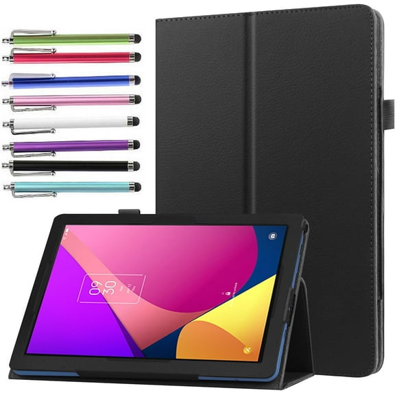 elitegadget Case for TCL Tab 8 LE 8.0 inch (2023 Release, Model: 9137W) - Slim Lightweight Folio Stand Cover PU Leather Case Cover 1 Random Color Stylus (Black)
