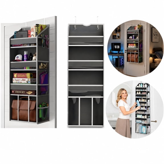 4 Tier Over The Door Organizer - 22lbs Load Hanging Closet Organizer and Storage with Large Pockets, Swing-Proof Behind The Door Organizer for Bathroom Nursery Small Room Essentials