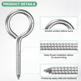 thumbnail image 2 of Uxcell 20-Pack Eye Hooks Screw, M4 2" 304 Stainless Steel Heavy Self Tapping Eye Bolts with Expanding Anchors for Wood Furniture/Hanging Artwork/Securing Cables, Ceiling Hooks [Silver], 2 of 7