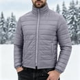 thumbnail image 3 of Ceisia Men Solid Stand Collar Quilted Puffer Jacket Full Zip Lightweight Warm Outer Coat For Fall Winter Outdoor Travel Daily Commute Gift, 3 of 7