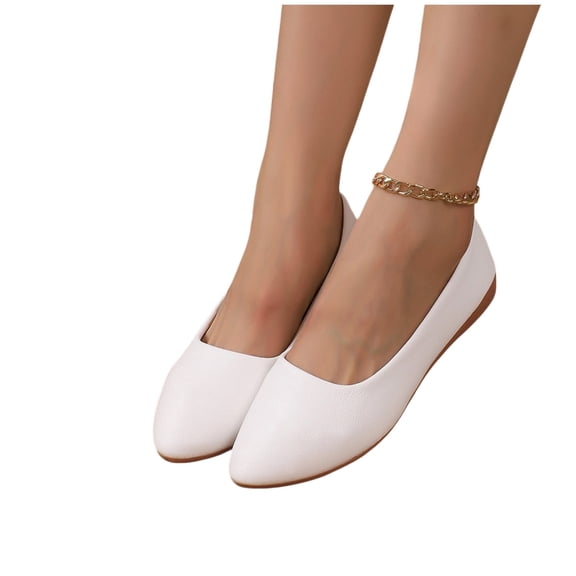 Women's Pointed Toe Low Wedge Flats, Slip-On Casual Dress Shoes