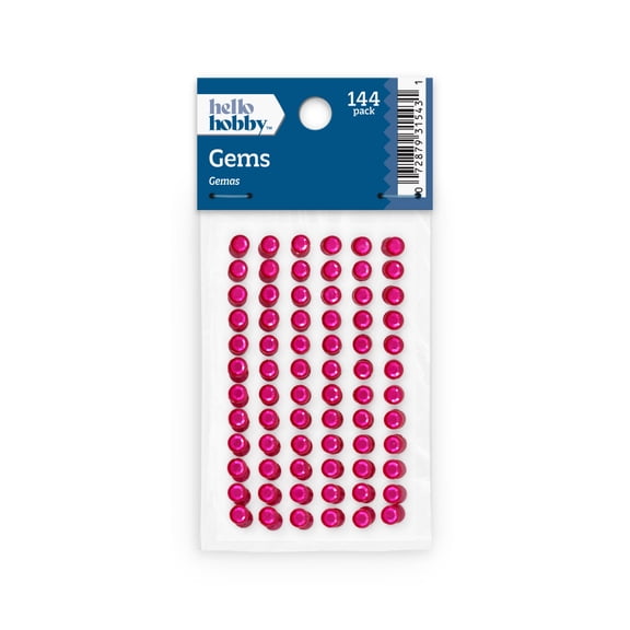 Hello Hobby Accessories Adhesive Gems Hot Pink, 144 piece