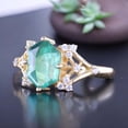 thumbnail image 3 of Hexagon Emerald Engagement Ring May Birthstone Promise Ring Diamond Bridal Wedding Jewelry Rose Gold Gift Ring, 3 of 4