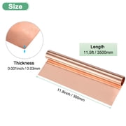 Uxcell Thin Copper Sheet Roll, 3500mm x 300mm x 0.03mm Pure Copper Metal Foil for Crafts