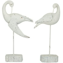 16", 16"H White Polystone Bird Sculpture, by DecMode (2 Count)