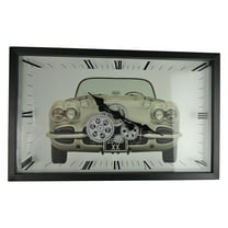 22" Moving Gear Wall Clock Silver Vette