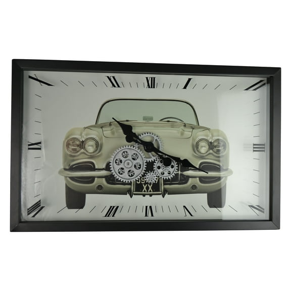 22" Moving Gear Wall Clock Silver Vette
