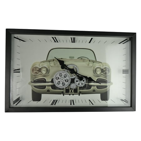 22 Moving Gear Wall Clock Silver Vette