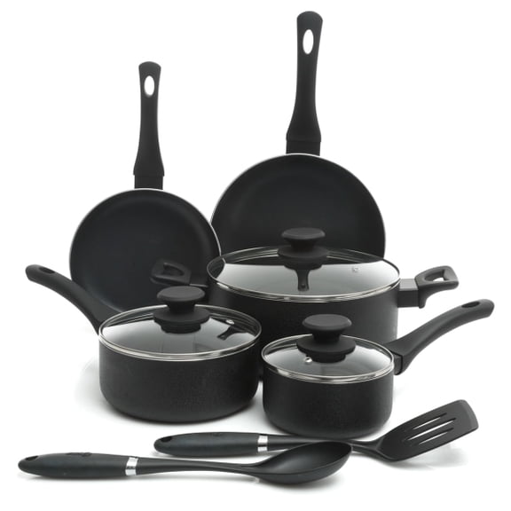 Oster Ashford 10 piece Aluminum Nonstick Cookware Set in Black with Bakelite Handle