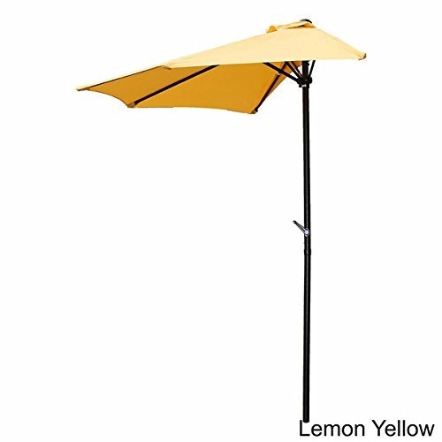 International Caravan St Kitts 9 Foot Half Round Wall Hugger Patio Umbrella With Crank Lemon Yellow Walmart Com Walmart Com