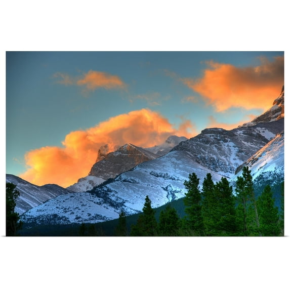 Great BIG Canvas | "Sunrise Over Crowsnest Pass, Border Of British Columbia And Alberta, Canada" Art Print - 24x16