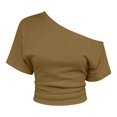 thumbnail image 3 of 2026 New Women's Off the Shoulder Short Sleeve Tops Summer Casual Going Out Trendy Y2k T Shirts, 3 of 3
