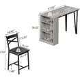 thumbnail image 4 of Ourlova Dining Table Set for 2 Expandable Kitchen Bar Table and Chairs for 2 3 Piece Counter Height Top Dining Table Set with Upholstered Chairs Storage for Small Space Grey, 4 of 8