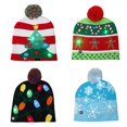 thumbnail image 3 of Snowflake Crutch Pompom Elastic Christmas Hat LED Light Warm Knitted Beanie, 3 of 8