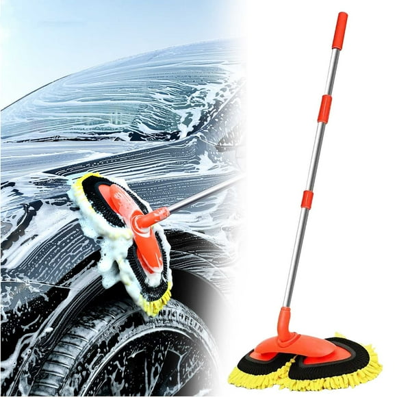 Aqestyerly Car Wash Mop Rotates and Retracts without Damaging the Car Soft Bristle Brush with Long Handle Retracts for Car Brushes and Cleaning tools Car Wash Mop Rotates and Retracts without Dam