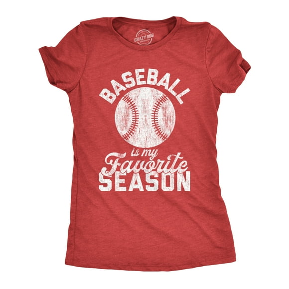 Womens Baseball Is My Favorite Season T Shirt Funny Summer Sports Softball Novelty Tee (Heather Red) - XL