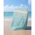 thumbnail image 4 of Aqua Beige Striped Beach Towels Oversized Super Absorbent, Modern Farmhouse Retro Lines Lightweight Bath Towel Quick Dry Sets For Bathroom/Pool/Rv Camping/Beach Play/Gym Room/Picnic 35"x70", 4 of 8