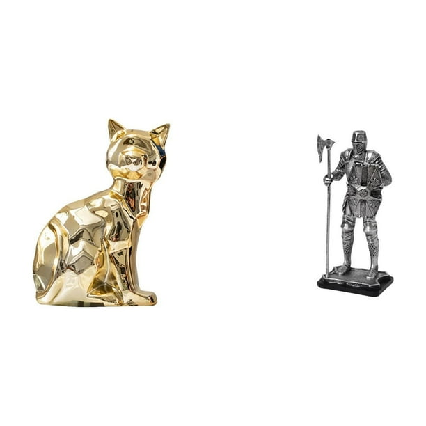 Figura de escritorio,Estatua de gato en estante,escritorio,oficina,decoración del hogar,Figura de escritorio,Estatua de caballero,artesanía artística,coleccionable,escritorio,oficina,Figura
