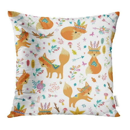 Arhome Orange Fun Comic Cartoon Cute Tribal Fox Pattern Hand Draw