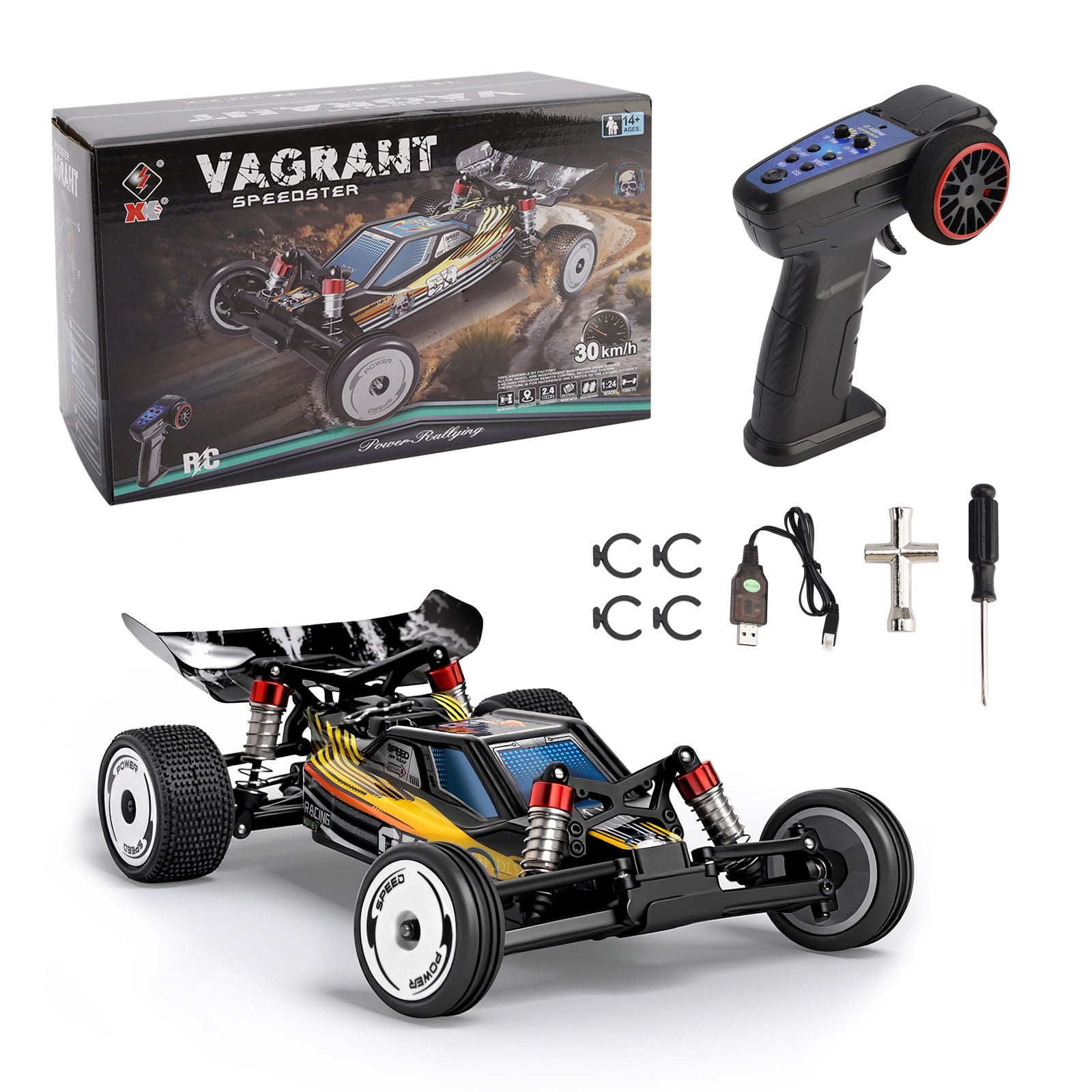 Bruce&Shark WLtoys 244016 RC Cars, 2.4GHz 1:24 Scale Remote Control Car, 2WD 15.5MPH High Speed Racing Car, Off Road RC Buggy with Batteries