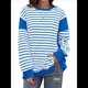 thumbnail image 1 of Sudadera Informal de Larga con Cuello Redondo y Rayas de Color Block para Mujer. Azul XXL, 1 of 5