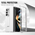 thumbnail image 6 of ELEHOLD For Samsung Galaxy Z Fold 7 Rugged Full Body Case,Premium Lychee Texture PU Leather Cover with Built-in Front Screen Protector Metal Foldable Kickstand Shockproof Phone Case , Silver, 6 of 7