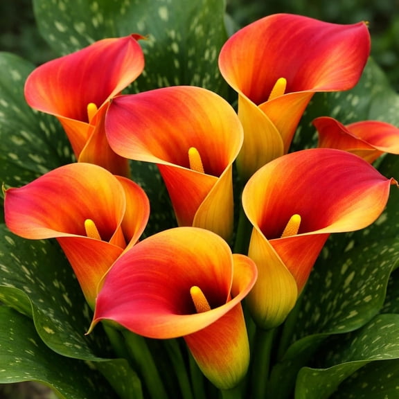 Flame Calla Lily Bulbs – Fiery Orange & Red Bicolor Blooms – Summer Flowering Zantedeschia – Perfect for Containers & Cut Flowers (3 Bulbs)