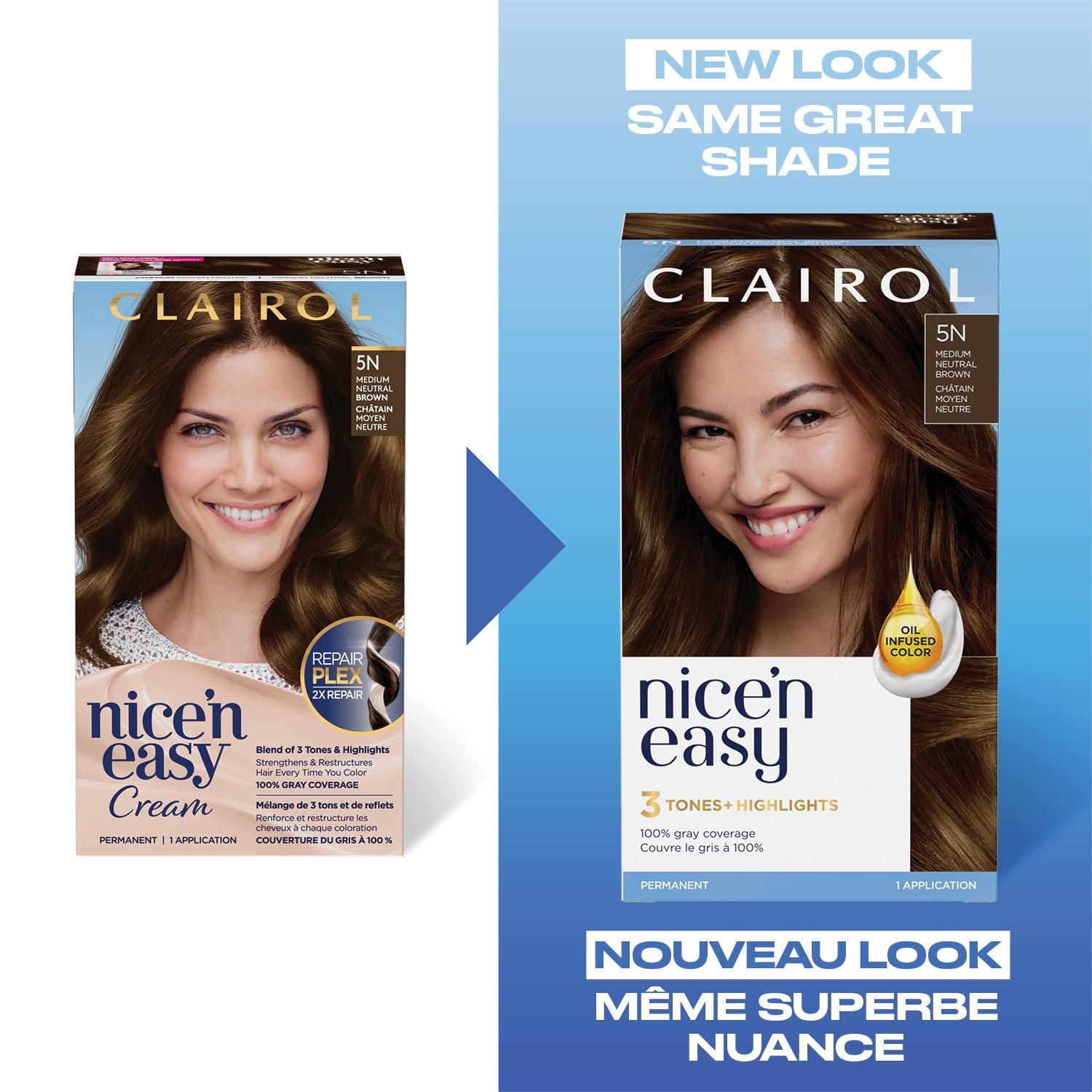 Coloration permanente Clairol Nice'n Easy Couverture Des Cheveux Gris À 100